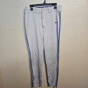 Nike Swingman Piped Baseball Pants Sz Med Gray Blue Piping Moisture Wicking K584